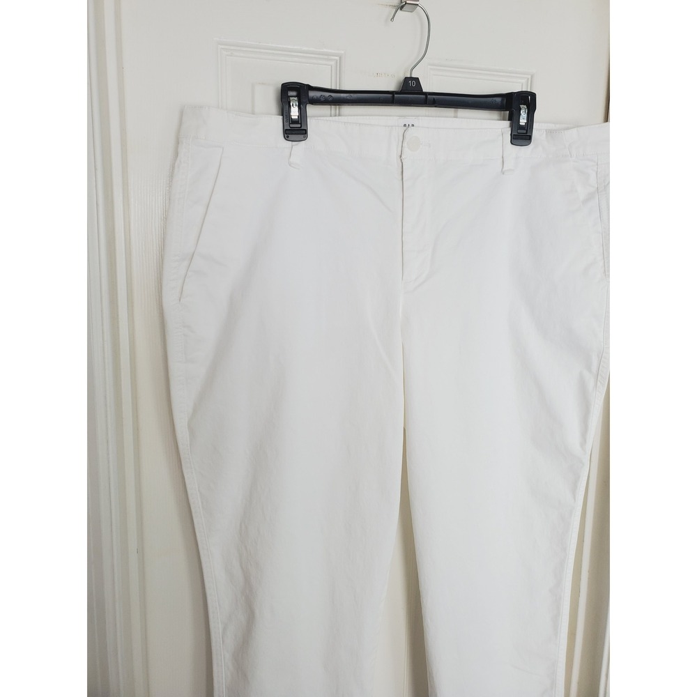 Gap Girlfriend Khaki Pants White Chino Trousers Stretch Casual Plus Size 18 - Picture 2 of 9